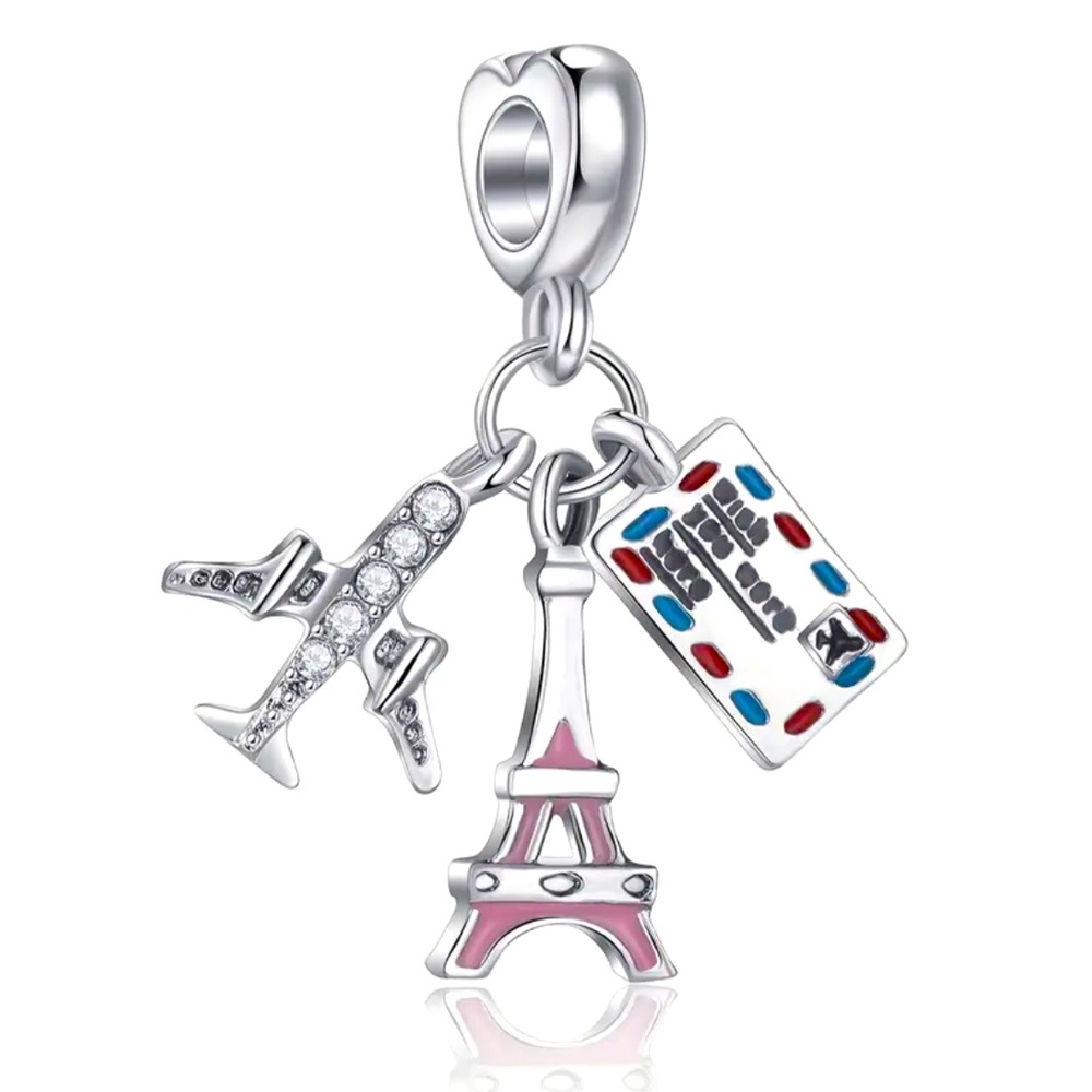 Travel/Vacation Themed Charm With Eiffel Tower